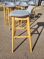 Made Thelma Stools by Sarah Kay Ergonomic Wood Frame Grey Seat - Set of 6 Seats - Image 4