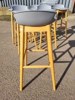 Made Thelma Stools by Sarah Kay Ergonomic Wood Frame Grey Seat - Set of 6 Seats - Image 5
