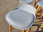 Made Thelma Stools by Sarah Kay Ergonomic Wood Frame Grey Seat - Set of 6 Seats - Image 7