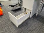Office Bench Ergonomic Desk White Free Standing + Mobile Lockable Pedestal - Image 4