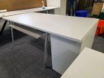 Office Bench Ergonomic Desk White Free Standing + Mobile Lockable Pedestal - Image 6