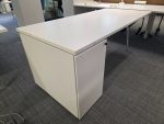 Office Bench Ergonomic Desk White Free Standing + Mobile Lockable Pedestal - Image 7