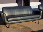 Black Leather Office Sofa Living Room / Reception Modern 3-Person Seat - Image 6