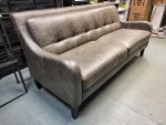 Vintage Brown Leather 3 Seater Sofa – Art Deco Reception Lounge Seating - Image 2