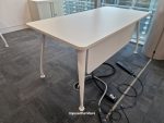 White Office Desk with Cable Management and Modesty Panel + Lockable Pedestal