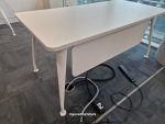 White Office Desk with Cable Management and Modesty Panel + Lockable Pedestal - Image 5