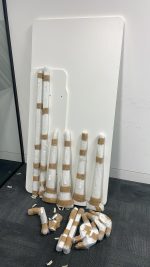 White Office Desk with Cable Management and Modesty Panel + Lockable Pedestal - Image 9