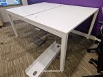 Bene 4 Person Bench Desk White 160cm Deep Cable Tray + 2 Pedestals + Power USB