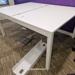 Bene 4 Person Bench Desk White 160cm Deep Cable Tray + 2 Pedestals + Power USB