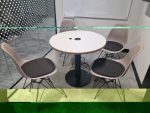 Used Round Meeting Table & 4 Genuine Vitra Eames DSR Chairs – Modern Office Set