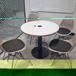 Used Round Meeting Table & 4 Genuine Vitra Eames DSR Chairs – Modern Office Set