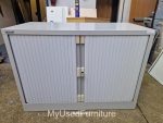 Used Low Bisley Sliding Door Tambour Cupboard Lockable Steel Office Cabinet - Image 5
