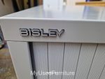 Used Low Bisley Sliding Door Tambour Cupboard Lockable Steel Office Cabinet - Image 6