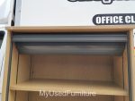 Office Wooden Storage Cupboard Sliding Shutter Door Tambour Cabinet - Grey - Image 9