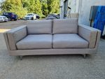 Calligaris Reception Grey Sofa Chrome Legs - Fabric and Feather Cushions