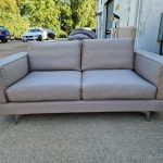 Calligaris Reception Grey Sofa Chrome Legs - Fabric and Feather Cushions