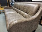 Vintage Brown Leather 3 Seater Sofa – Art Deco Reception Lounge Seating - Image 5