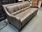 Vintage Brown Leather 3 Seater Sofa – Art Deco Reception Lounge Seating - Image 8