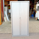 Office Tambour Tall Cupboard Sliding Double Door White Modern Storage - Grey