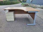 Used L Shape Office Desk – Corner Workstation with Pedestal Drawers, Lockable