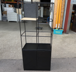 Black Industrial Display Shelving Unit with Cupboard Base – 193x80x40 cm