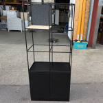 Black Industrial Display Shelving Unit with Cupboard Base – 193x80x40 cm