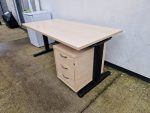 Office Wood Desk with Cable Management 160cm + Lockable Mobile 3 Drawer Pedestal - Image 2