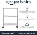 Wheels Storage Rack Unit 3-Shelf Narrow - Amazon Basics - Image 2