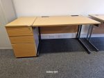 Office Wood Desk with Cable Management and Extended Lockable Pedestal Cabinet - Image 8