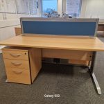 Maple Wood Effect Office Desk Cable Management - Free Pedestal Cabinet - 160cm