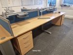 Maple Wood Effect Office Desk Cable Management - Free Pedestal Cabinet - 160cm - Image 6
