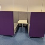 Techo Office Reception Sofa Booth - 4 Person High Back and Privacy Panels