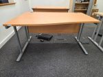 Left-Hand Office Wave Desk Wooden – 140cm - Mobile Lockable Pedestal Available
