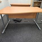 Left-Hand Office Wave Desk Wooden – 140cm - Mobile Lockable Pedestal Available