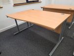 Left-Hand Office Wave Desk Wooden – 140cm - Mobile Lockable Pedestal Available - Image 2