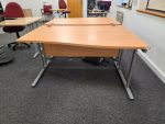 Right-Hand Office Wave Wooden Desk – 140cm - Mobile Lockable Pedestal Available
