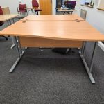 Right-Hand Office Wave Wooden Desk – 140cm - Mobile Lockable Pedestal Available