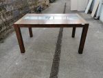 Used Solid Wood Dining Table. Rectangular Glass Detail
