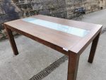 Used Solid Wood Dining Table. Rectangular Glass Detail - Image 2