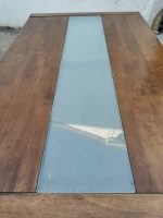 Used Solid Wood Dining Table. Rectangular Glass Detail - Image 3