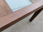 Used Solid Wood Dining Table. Rectangular Glass Detail - Image 4