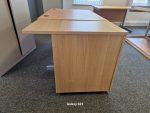 Office Wooden Desk with Cable Ports and Extended Lockable Pedestal Cabinet - Image 6