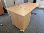 Office Wooden Desk with Cable Ports and Extended Lockable Pedestal Cabinet - Image 7