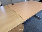 Office Wooden Desk with Cable Ports and Extended Lockable Pedestal Cabinet - Image 10