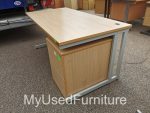 Office Wood Desk with Cable Management 160cm + Lockable Mobile Pedestal Cabinet - Image 2