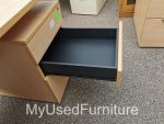 Office Wood Desk with Cable Management 160cm + Lockable Mobile Pedestal Cabinet - Image 7