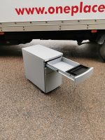 Wooden Office Desk Maple 140cm Workstation + Mobile Lockable Pedestal Cabinet - Image 18