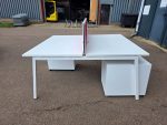 Used 2-Person Bench Desk 1400mm White with Cable Tray & Screen – UK Delivery - Image 6