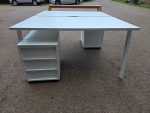 Used 2-Person Bench Desk 1400mm White with Cable Tray & Screen – UK Delivery - Image 11