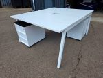 Used 2-Person Bench Desk 1400mm White with Cable Tray & Screen – UK Delivery - Image 14